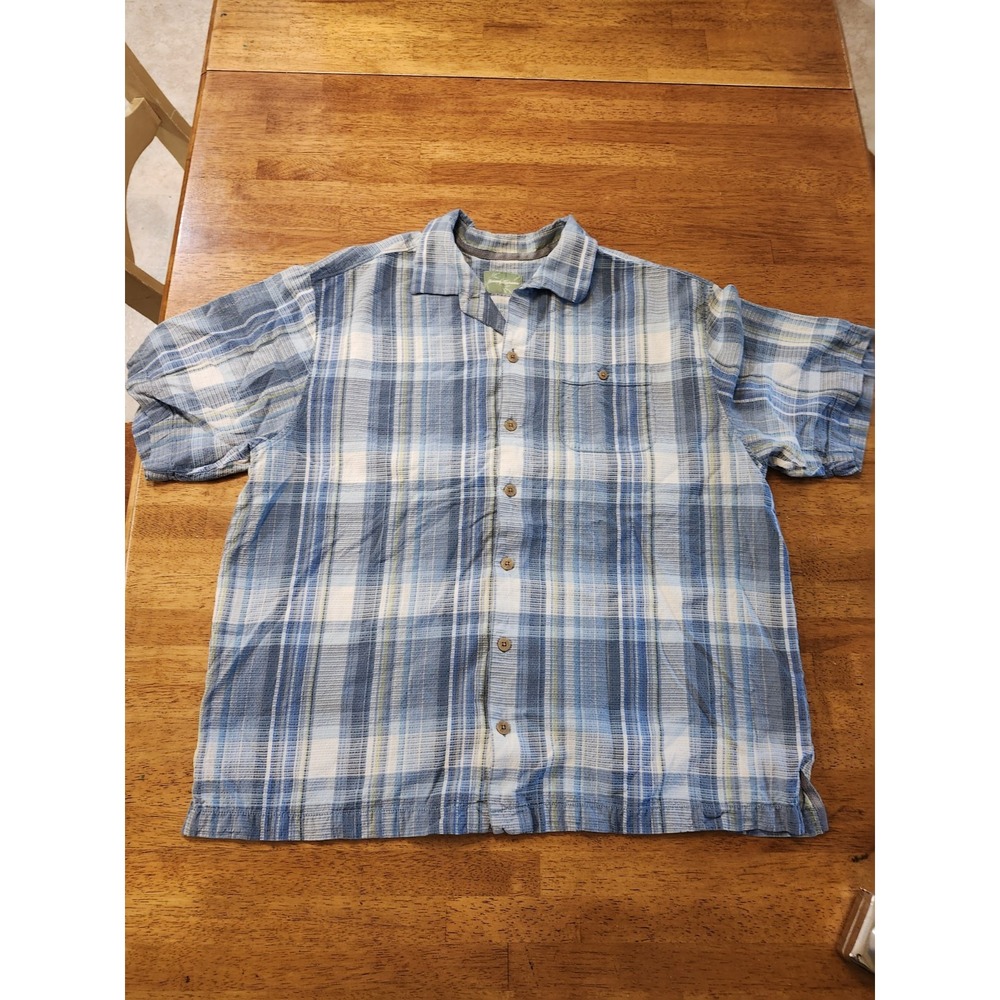 Tommy Bahama Mens XL Blue Plaid 100% Silk Button Up Shirt